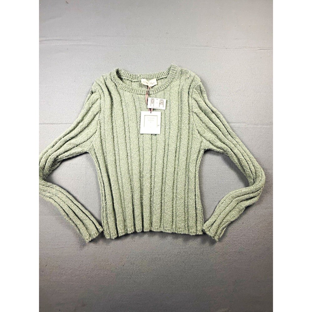 Wild Skye Green Ribbed Knit Crew Neck Long Sleeve Pullover Sweater XL 6S28814